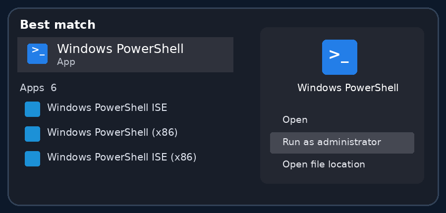 PowerShell Run as administrator